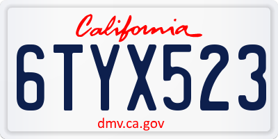 CA license plate 6TYX523