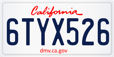 CA license plate 6TYX526
