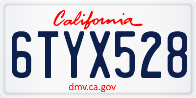 CA license plate 6TYX528
