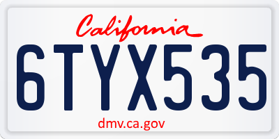 CA license plate 6TYX535