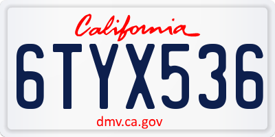 CA license plate 6TYX536