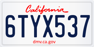 CA license plate 6TYX537