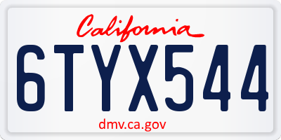 CA license plate 6TYX544