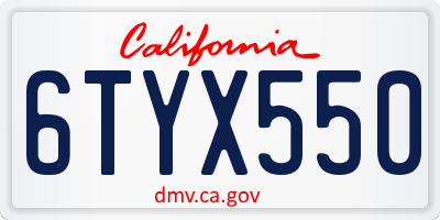 CA license plate 6TYX550