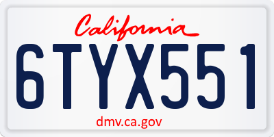 CA license plate 6TYX551