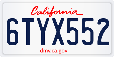 CA license plate 6TYX552