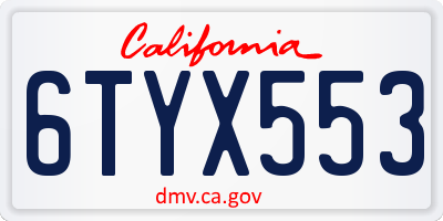 CA license plate 6TYX553