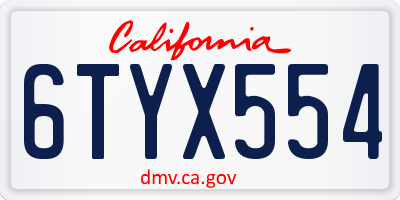 CA license plate 6TYX554