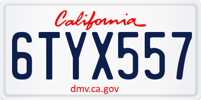 CA license plate 6TYX557