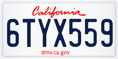 CA license plate 6TYX559