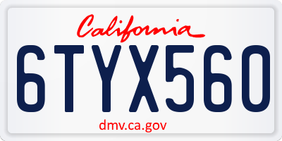 CA license plate 6TYX560