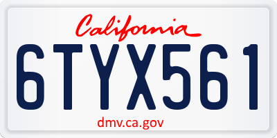 CA license plate 6TYX561