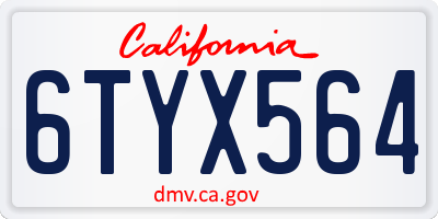 CA license plate 6TYX564