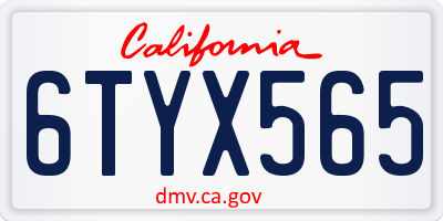 CA license plate 6TYX565