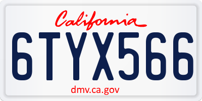 CA license plate 6TYX566