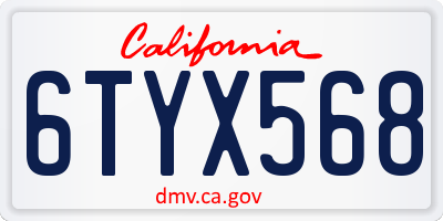CA license plate 6TYX568