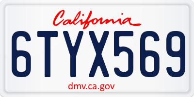 CA license plate 6TYX569