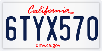 CA license plate 6TYX570