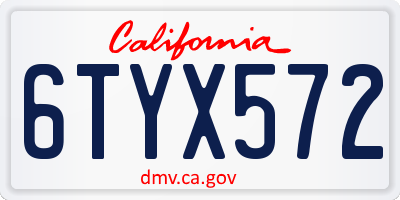 CA license plate 6TYX572