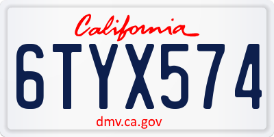 CA license plate 6TYX574