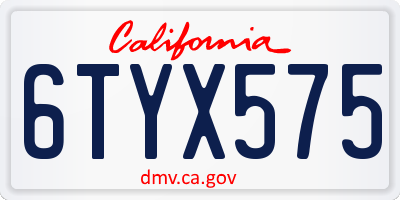 CA license plate 6TYX575