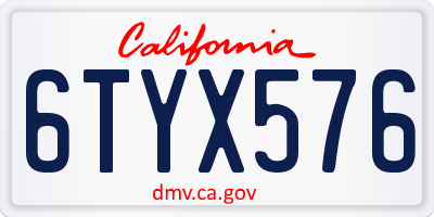 CA license plate 6TYX576