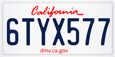 CA license plate 6TYX577