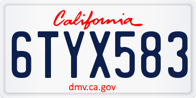 CA license plate 6TYX583