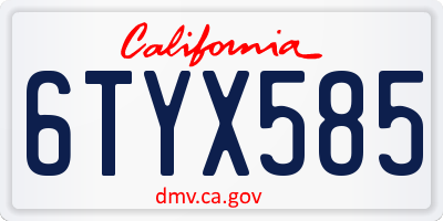 CA license plate 6TYX585