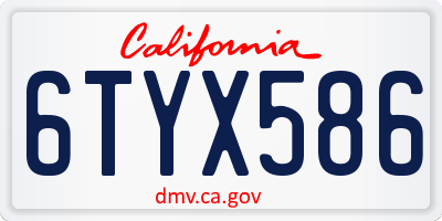 CA license plate 6TYX586