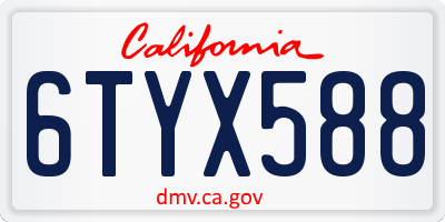 CA license plate 6TYX588