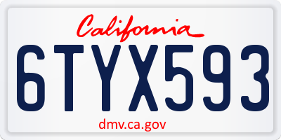 CA license plate 6TYX593