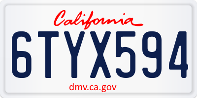 CA license plate 6TYX594