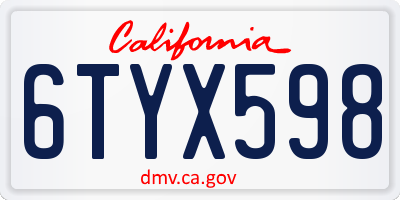 CA license plate 6TYX598