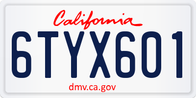 CA license plate 6TYX601