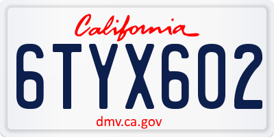 CA license plate 6TYX602