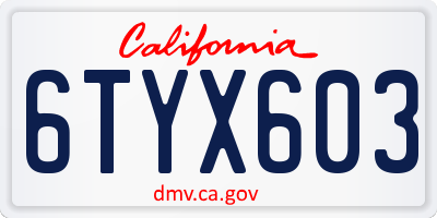 CA license plate 6TYX603
