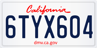 CA license plate 6TYX604