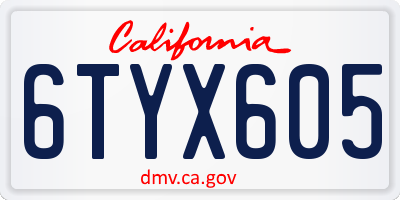 CA license plate 6TYX605