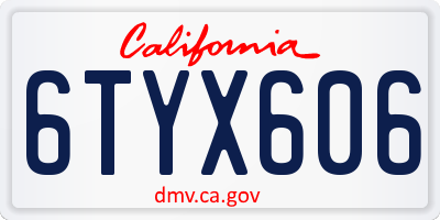 CA license plate 6TYX606