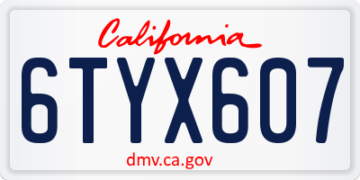 CA license plate 6TYX607