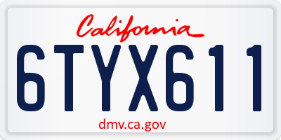 CA license plate 6TYX611