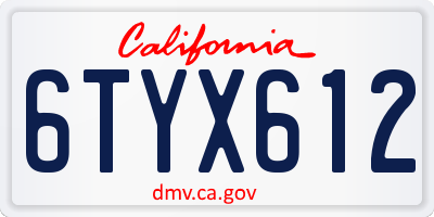 CA license plate 6TYX612
