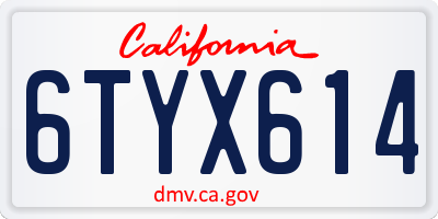 CA license plate 6TYX614