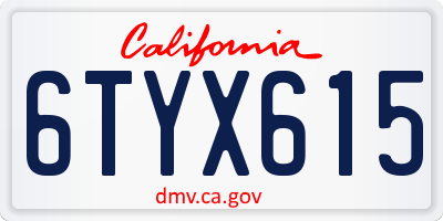 CA license plate 6TYX615