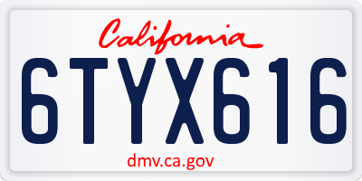 CA license plate 6TYX616
