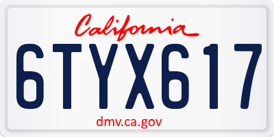 CA license plate 6TYX617