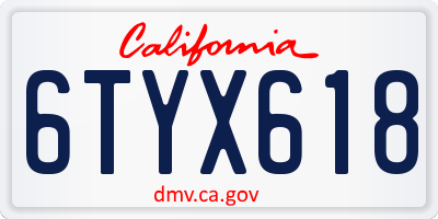 CA license plate 6TYX618