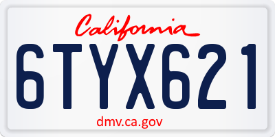 CA license plate 6TYX621