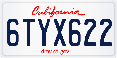 CA license plate 6TYX622